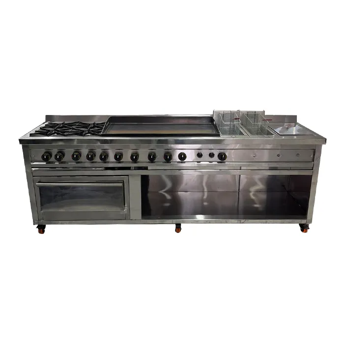 estufa con plancha + horno + freidora + baño de maria + horno