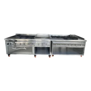 estufa con plancha horno 5 fogones y WOK